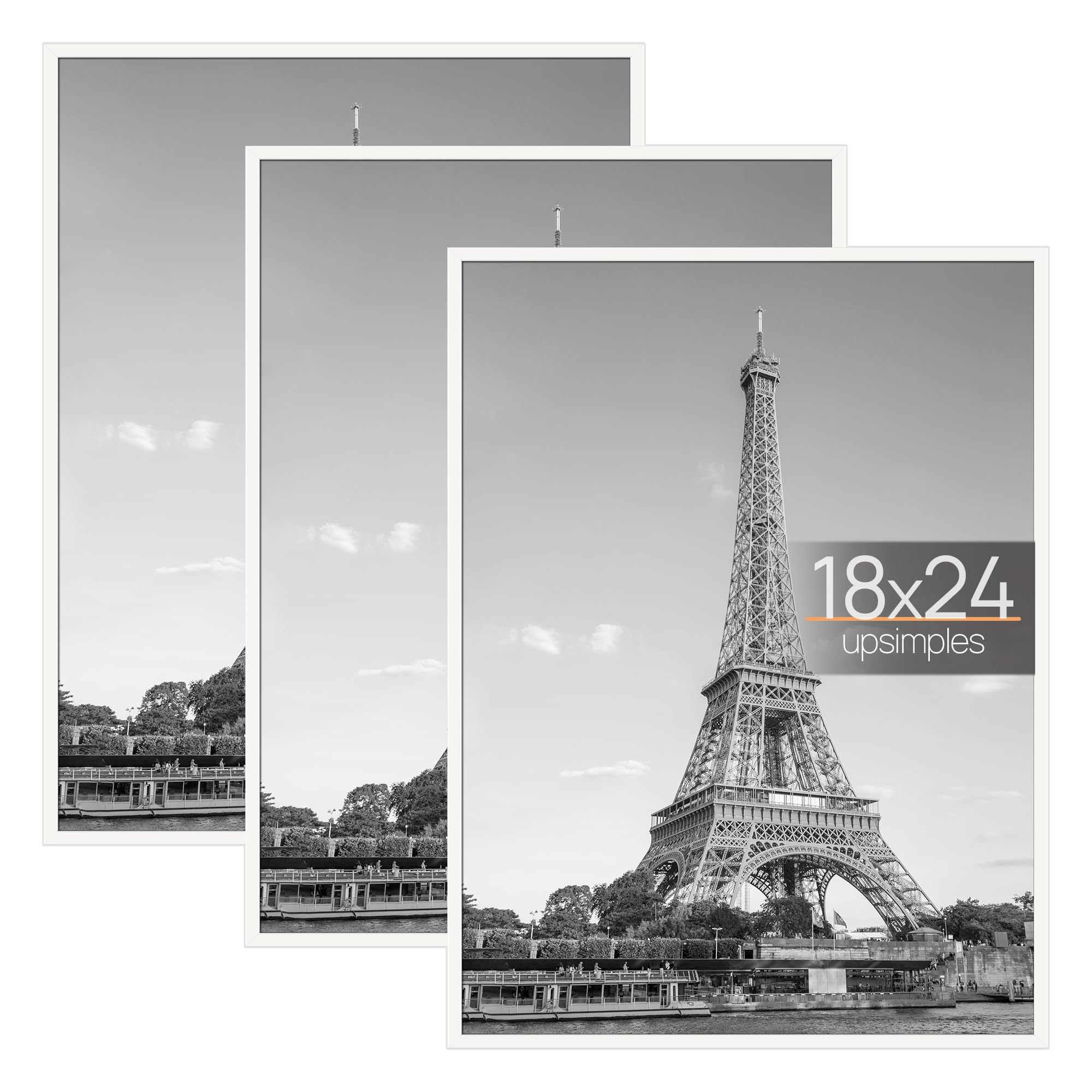 upsimples front view of white 18x24 frame showing clean display benefit