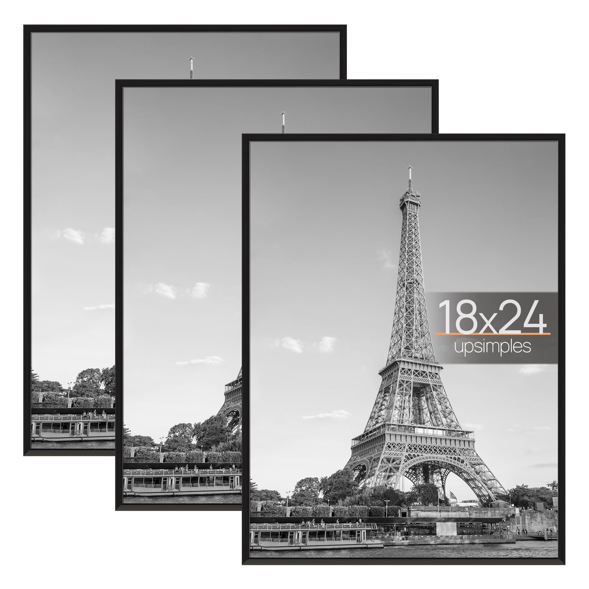 upsimples front view of 18x24 black frame showing clean edge and display benefit