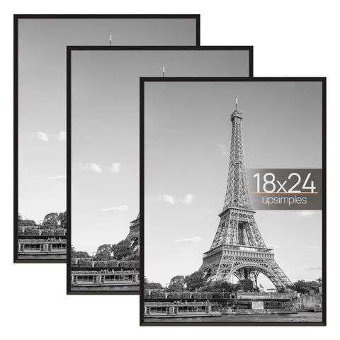 upsimples front view of 18x24 black frame showing clean edge and display benefit