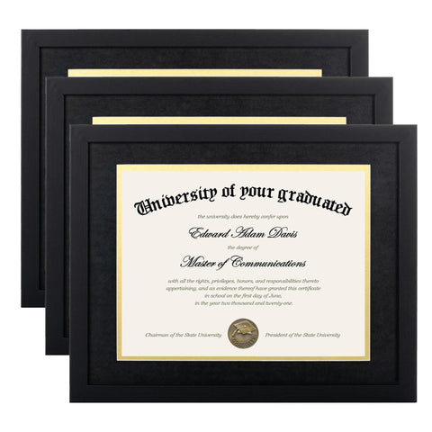 upsimples front view of black diploma frame shows clean presentation and protection