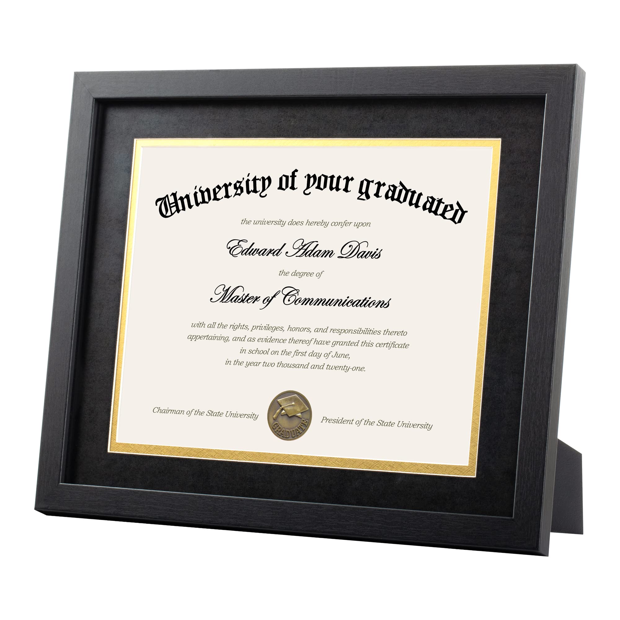 upsimples detail of mat opening holding certificate securely and centered