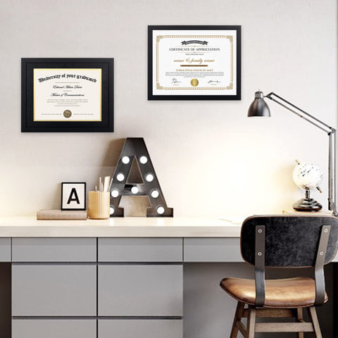 upsimples framed diploma hung in study, enhances professional decor