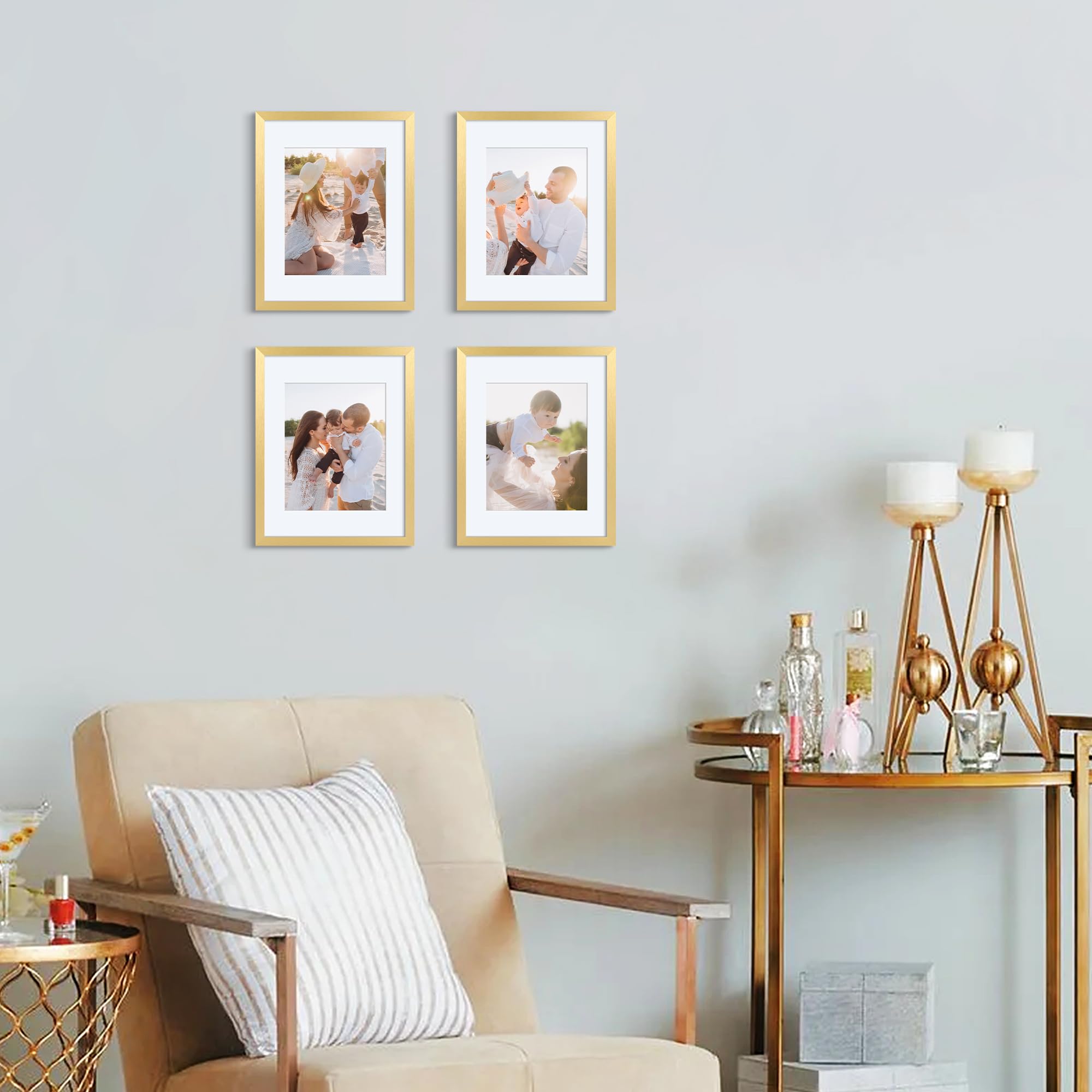 upsimples frame corner close-up highlighting gold finish and neat mitered edge