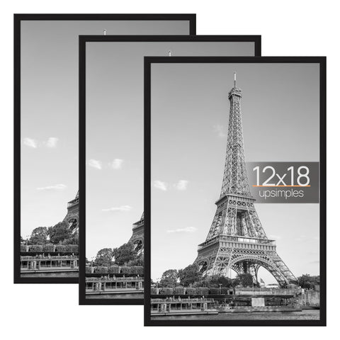upsimples front view showing black frame and clean poster display benefit: modern look