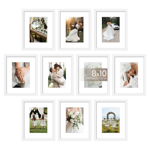 upsimples front view showing ten white frames neatly arranged and uniform benefit consistent display