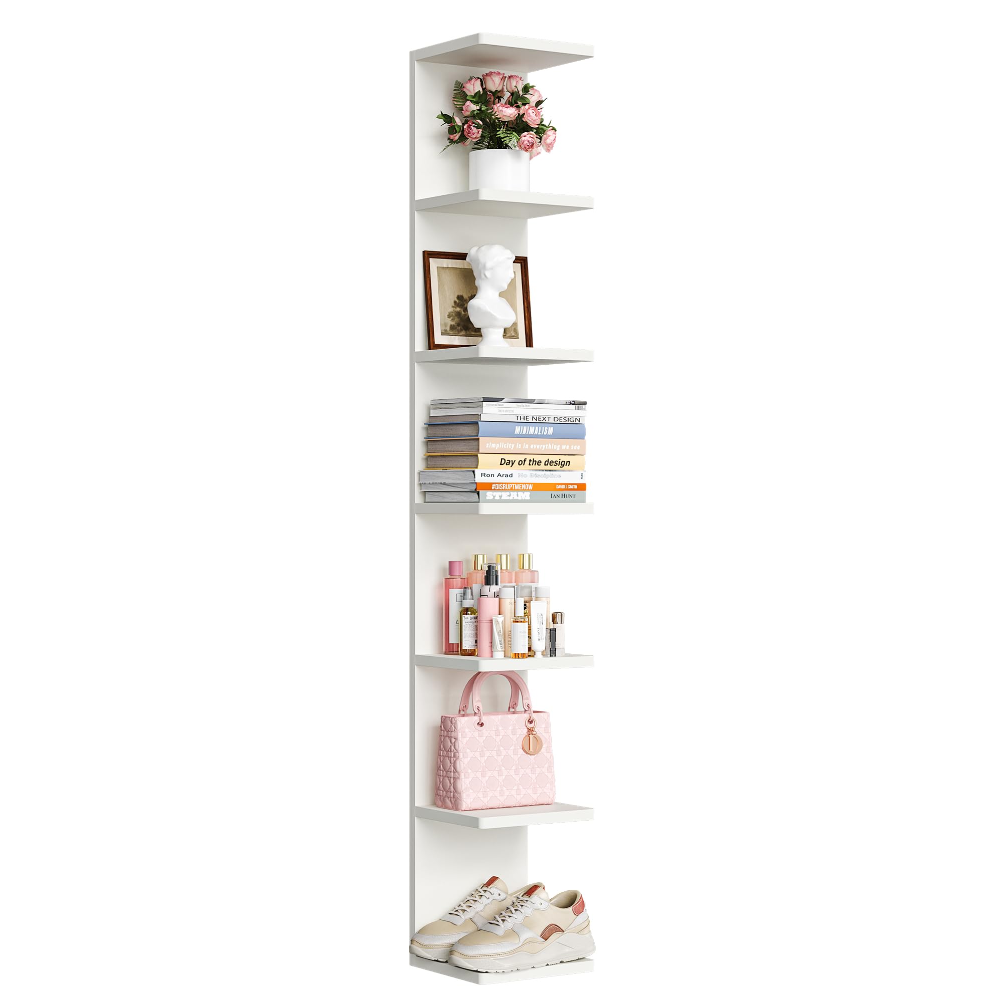 upsimples front view white shelf showing clean modern storage benefit