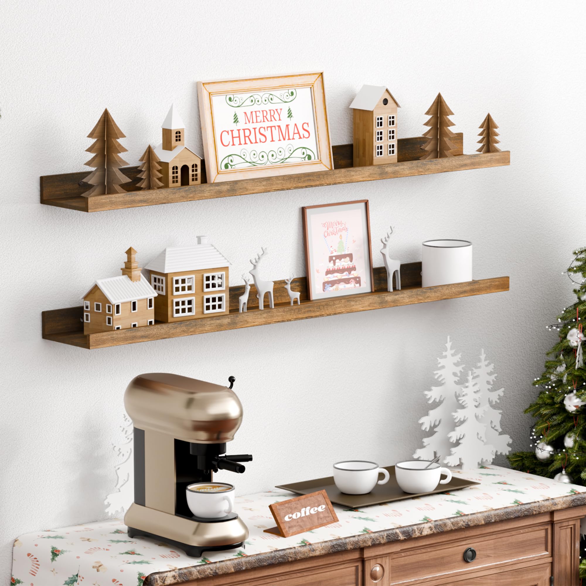 upsimples long run of shelves installed as continuous ledge showing expanded display benefit