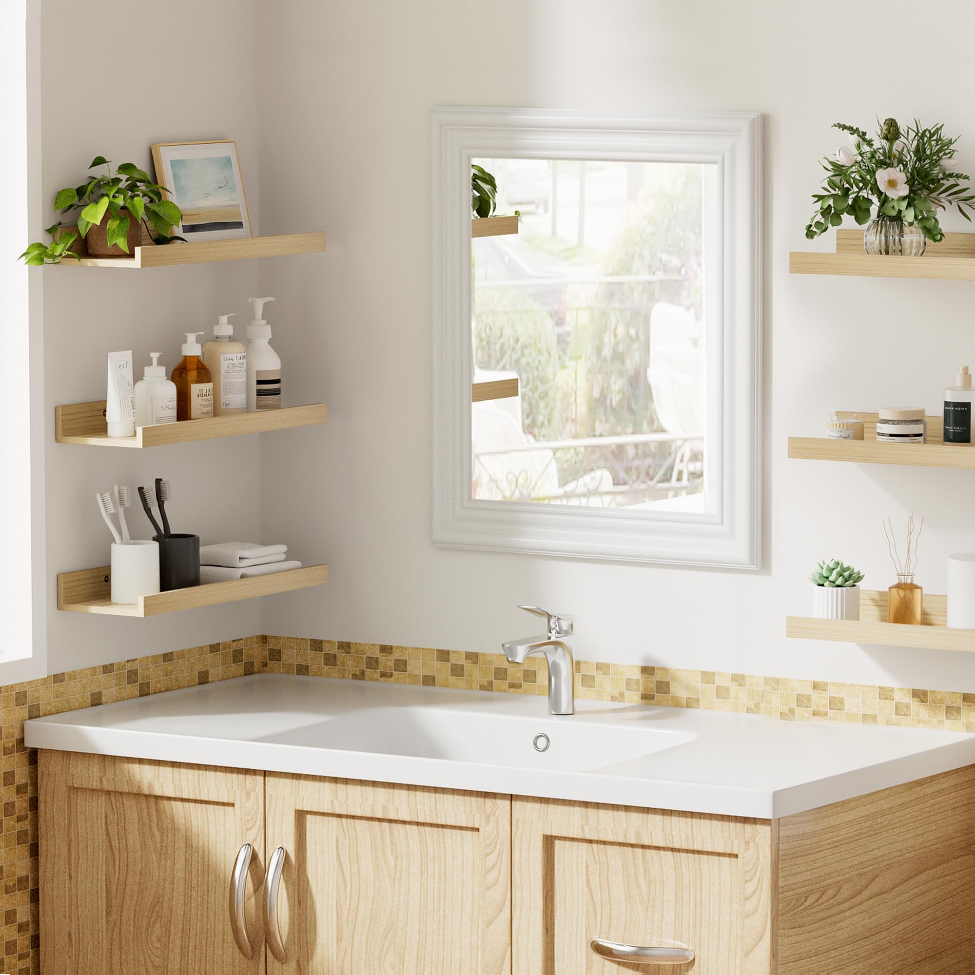 upsimples assembled shelves shown as a 31-inch ledge demonstrating expanded surface area