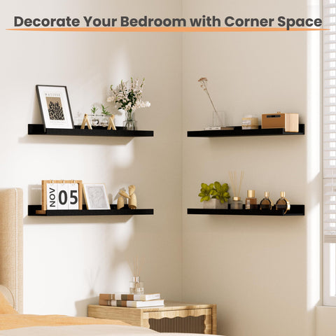 upsimples lifestyle shot in living room showing styled shelves adding modern decor appeal