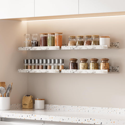 upsimples six shelves combined into long ledge offering extended display space
