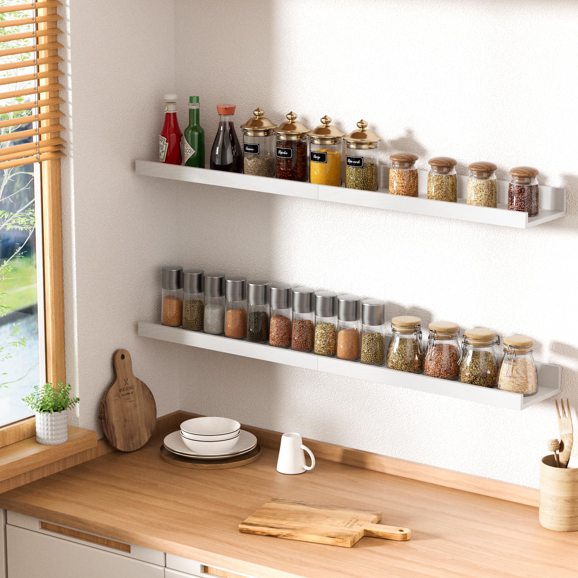 upsimples two shelves combined into longer ledge maximizing wall display