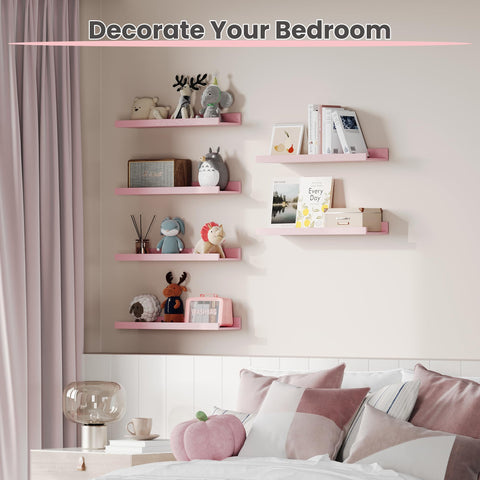 upsimples pink shelf in bathroom holding toiletries for organized counter benefit