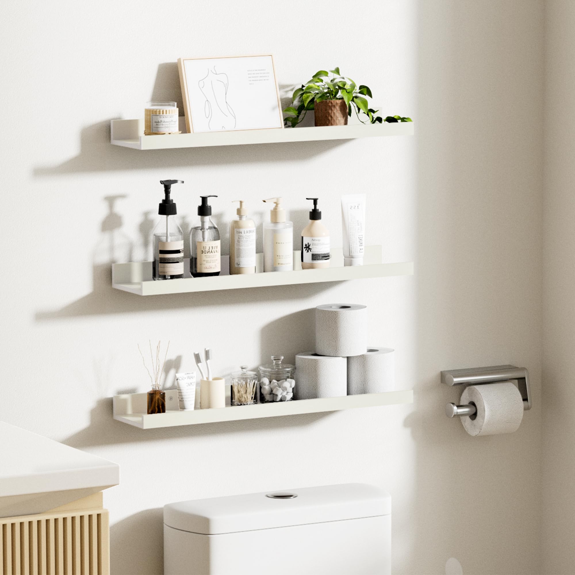 upsimples shelf held in hand showing size and easy-installation benefit