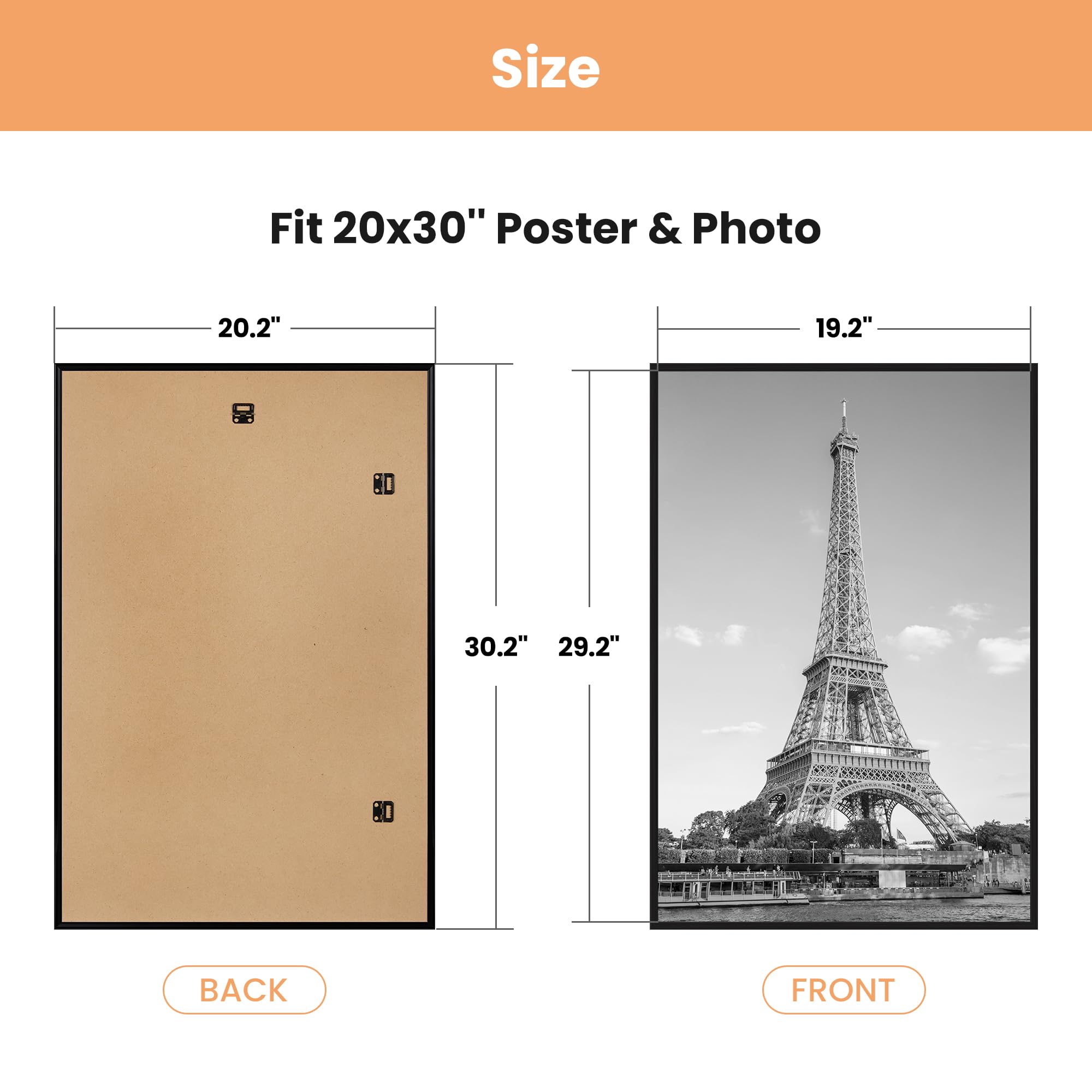 upsimples frame with movie poster for scale showing correct 20x30 fit benefit