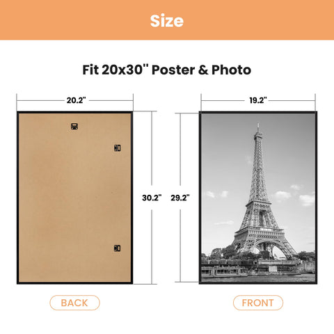 upsimples frame with movie poster for scale showing correct 20x30 fit benefit
