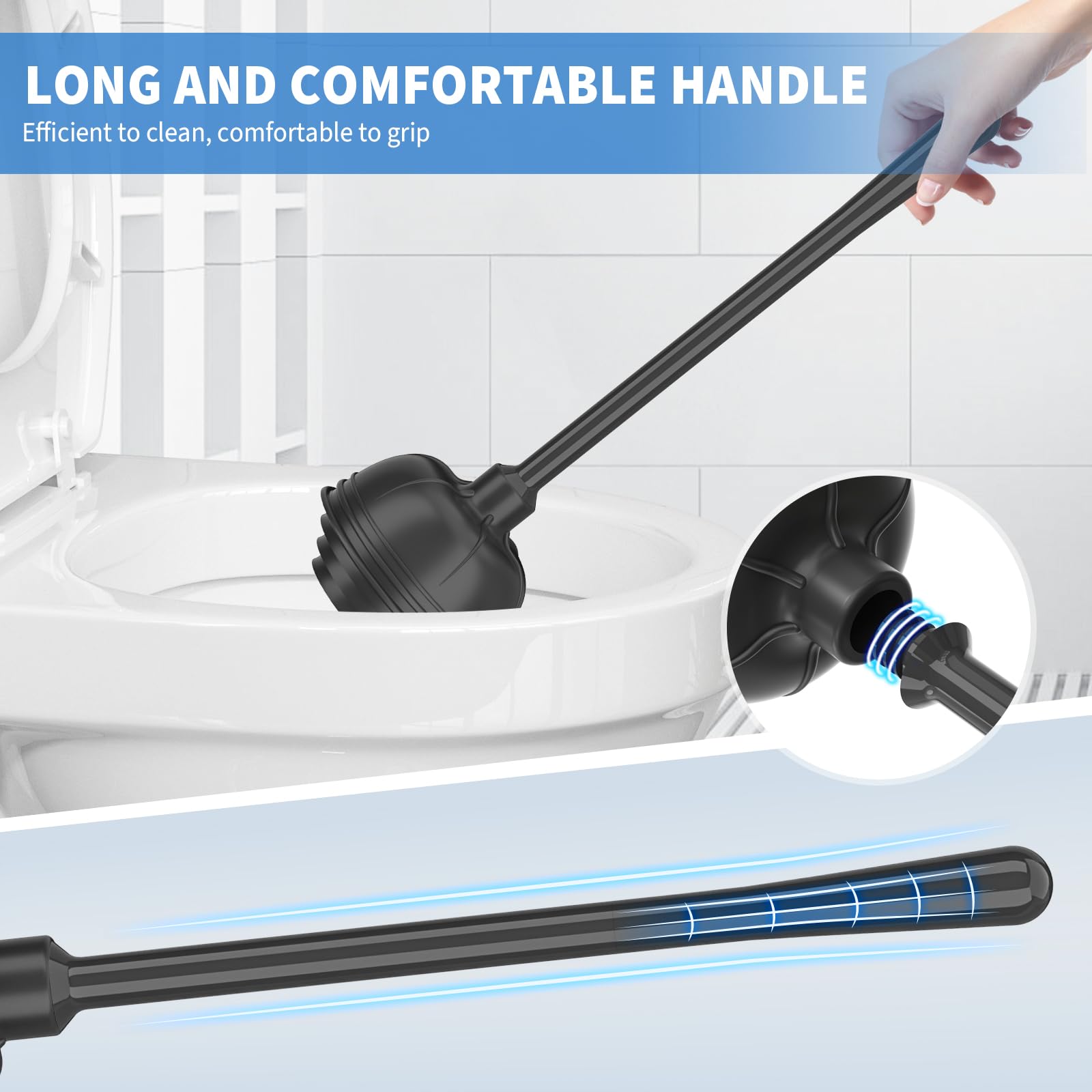uptronic brush scrubbing under toilet rim removes buildup effectively