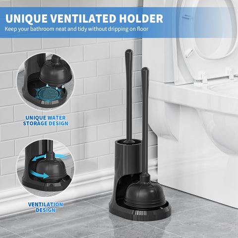 uptronic plunger in use on toilet drain clears clogs efficiently