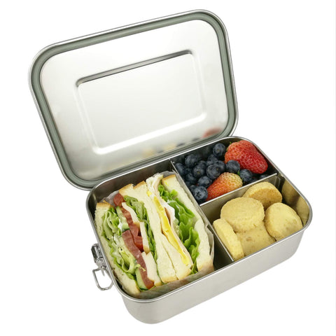 UPTRUST front view showing compact stainless steel bento and secure design