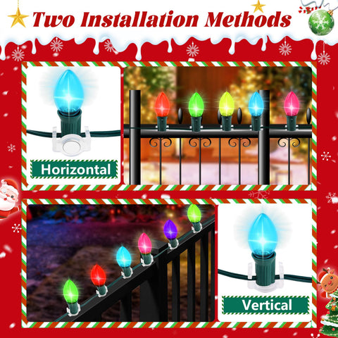 UQM clips supporting holiday lights on a house exterior