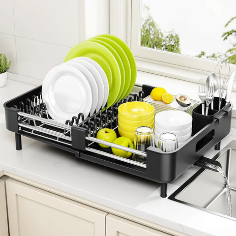 Urackify front view showing compact black rack — saves countertop space
