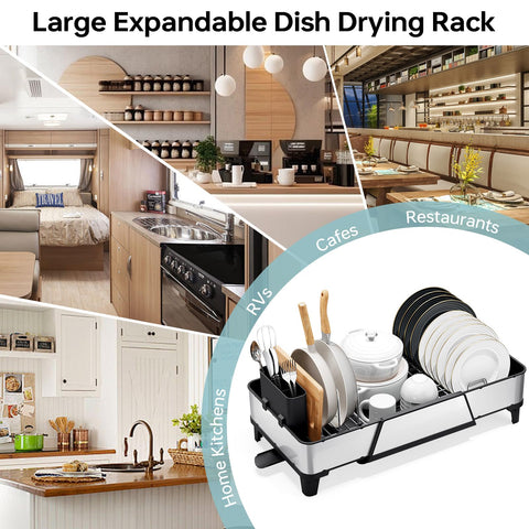 Urackify lifestyle kitchen counter setup showing tidy, efficient drying