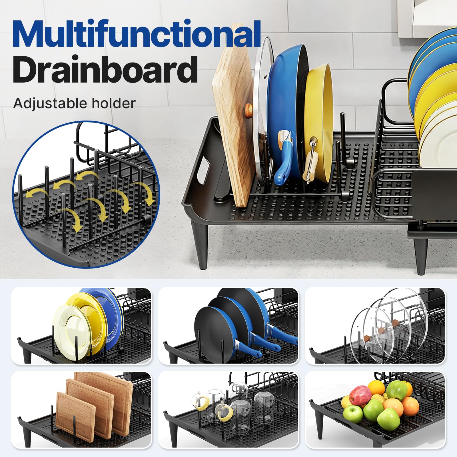 Urackify loaded with plates and pans demonstrating heavy-duty capacity