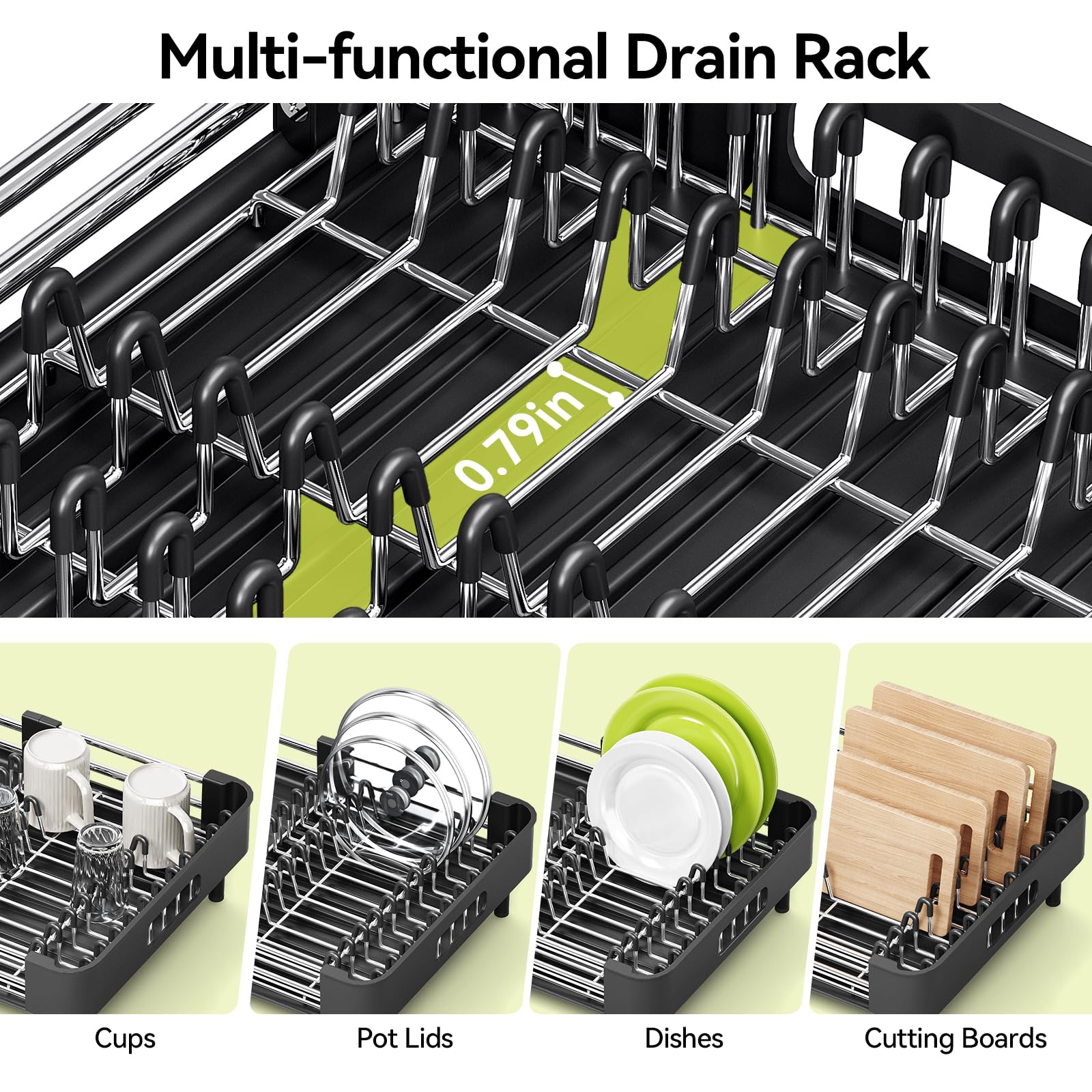 Urackify top view loaded with plates and mugs — organizes kitchenware efficiently