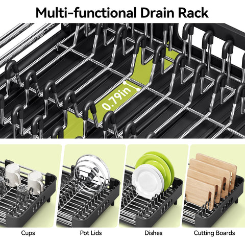 Urackify top view loaded with plates and mugs — organizes kitchenware efficiently