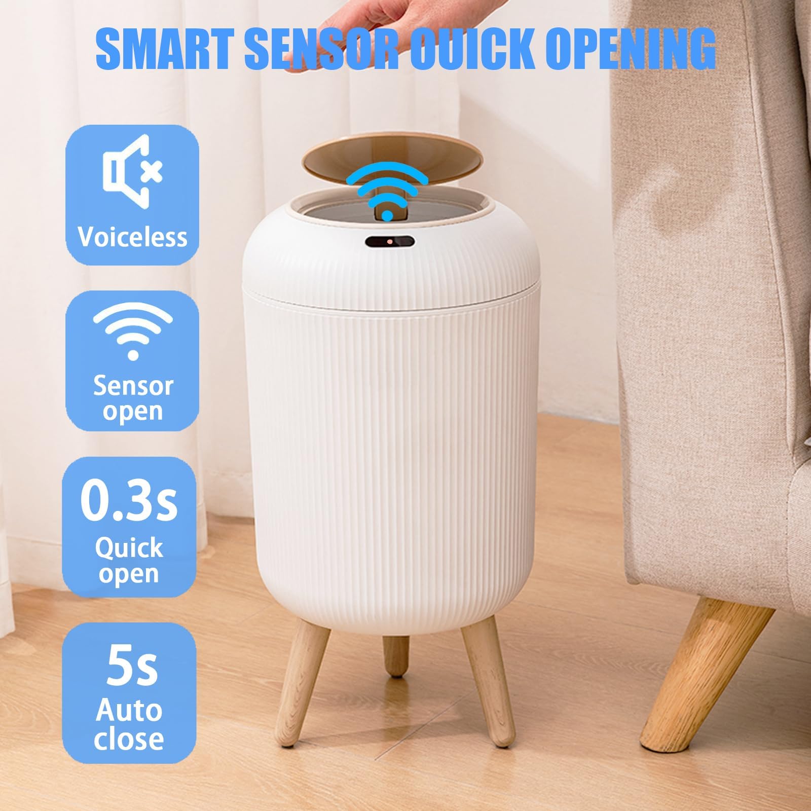 URALFA lid sensor closeup demonstrating fast hands‑free opening benefit