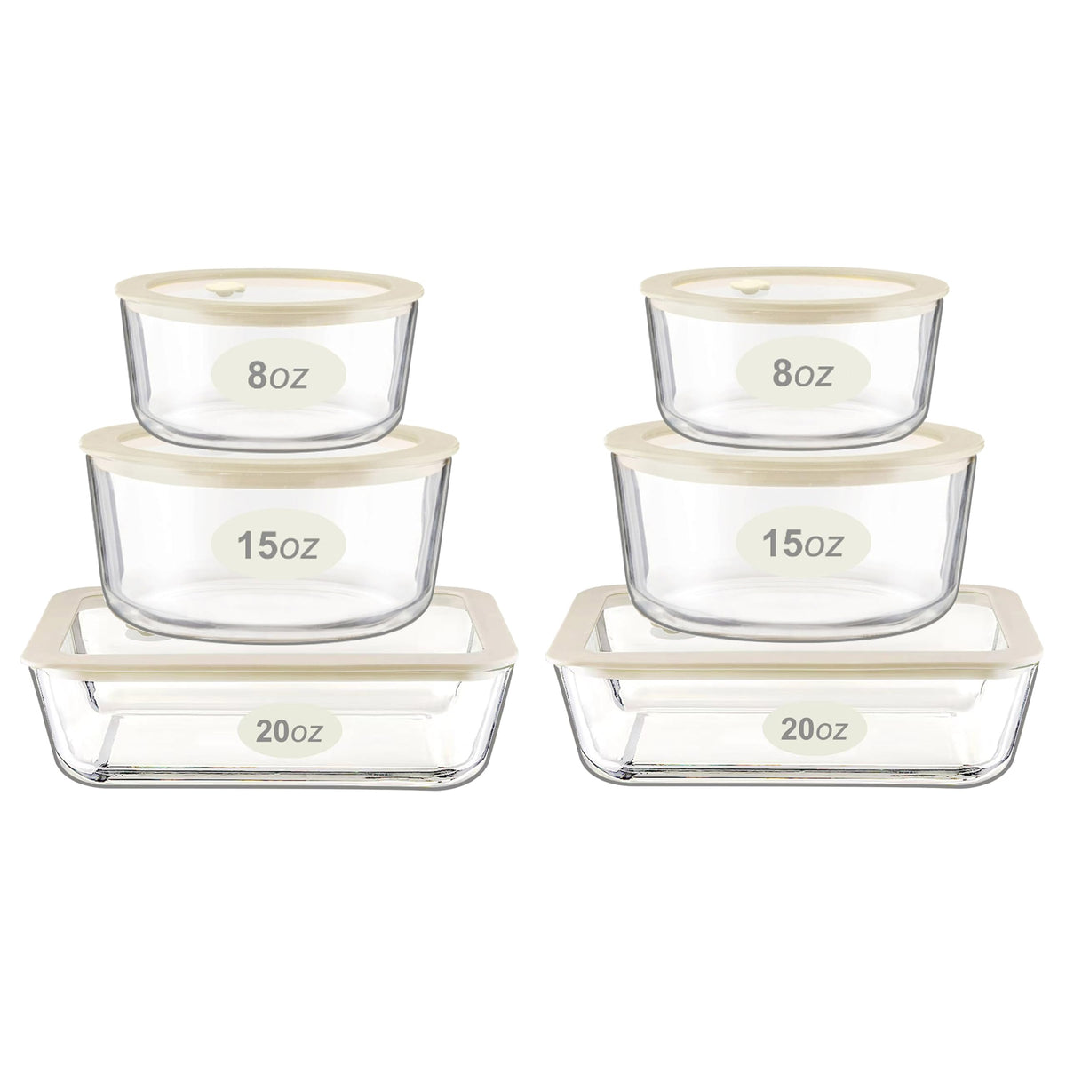 Urban Green front packaging showing full six-piece glass container set, sustainable storage benefit