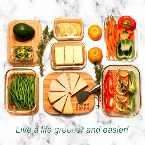 Urban Green bamboo lid being used as a small cutting board for prep convenience