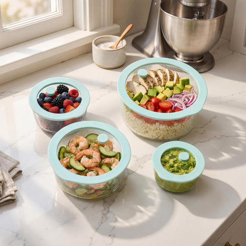 Urban Green round container filled with soup for safe reheating