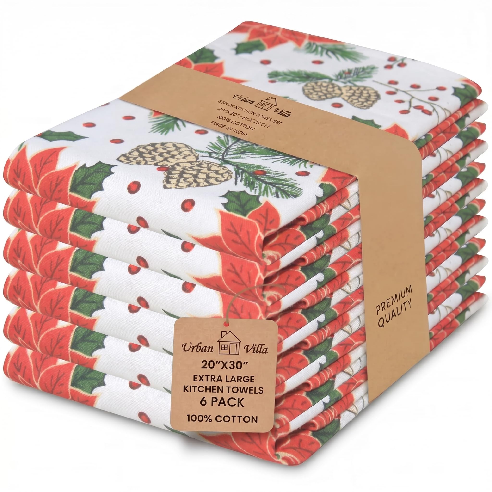 Urban Villa front view of six Pinecone towels showing design and packaging benefits