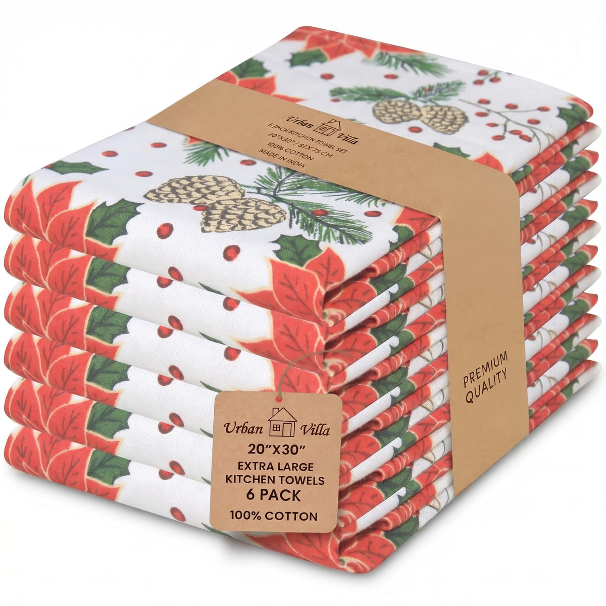Urban Villa front view of six Pinecone towels showing design and packaging benefits