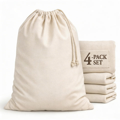 Urban Villa front view of four-pack laundry bags showing packaging and capacity benefit