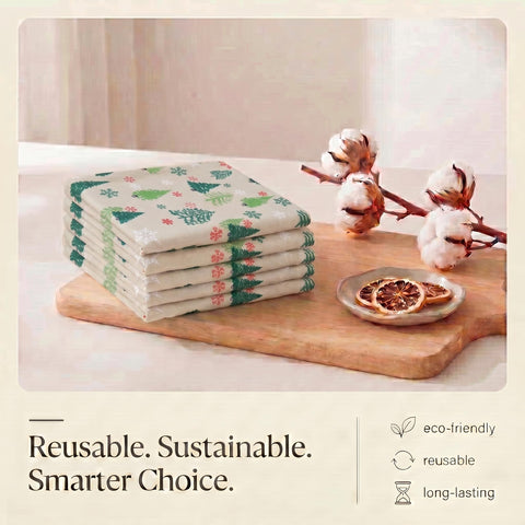 Urban Villa towel in breakfast setting adding decor and practical cleanup benefit