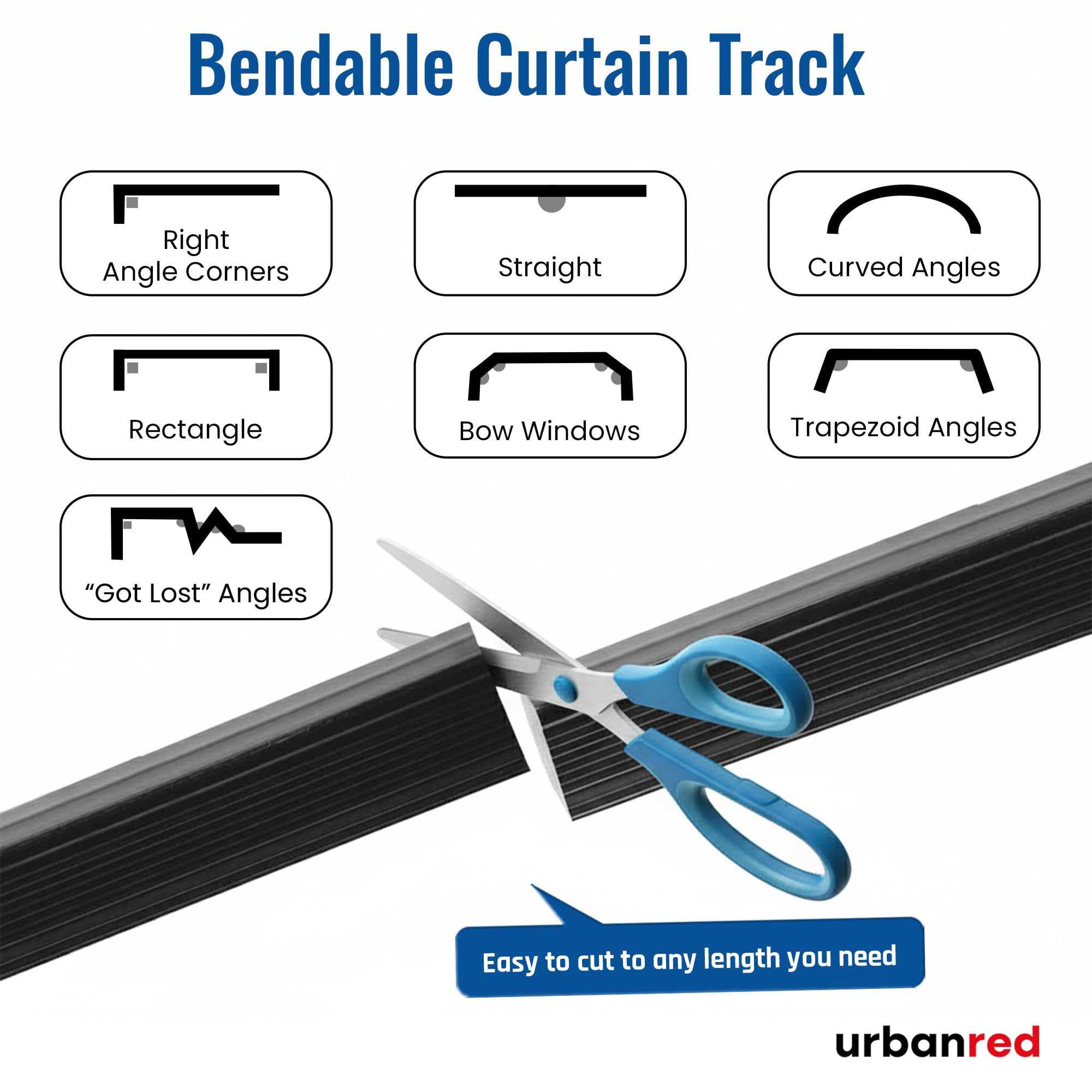 UrbanRed end cap and trimmed track edge showing clean finish and customizable length benefit