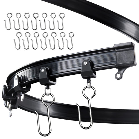UrbanRed front view of black 5 m flexible curtain rail kit showing included parts and benefit of complete kit