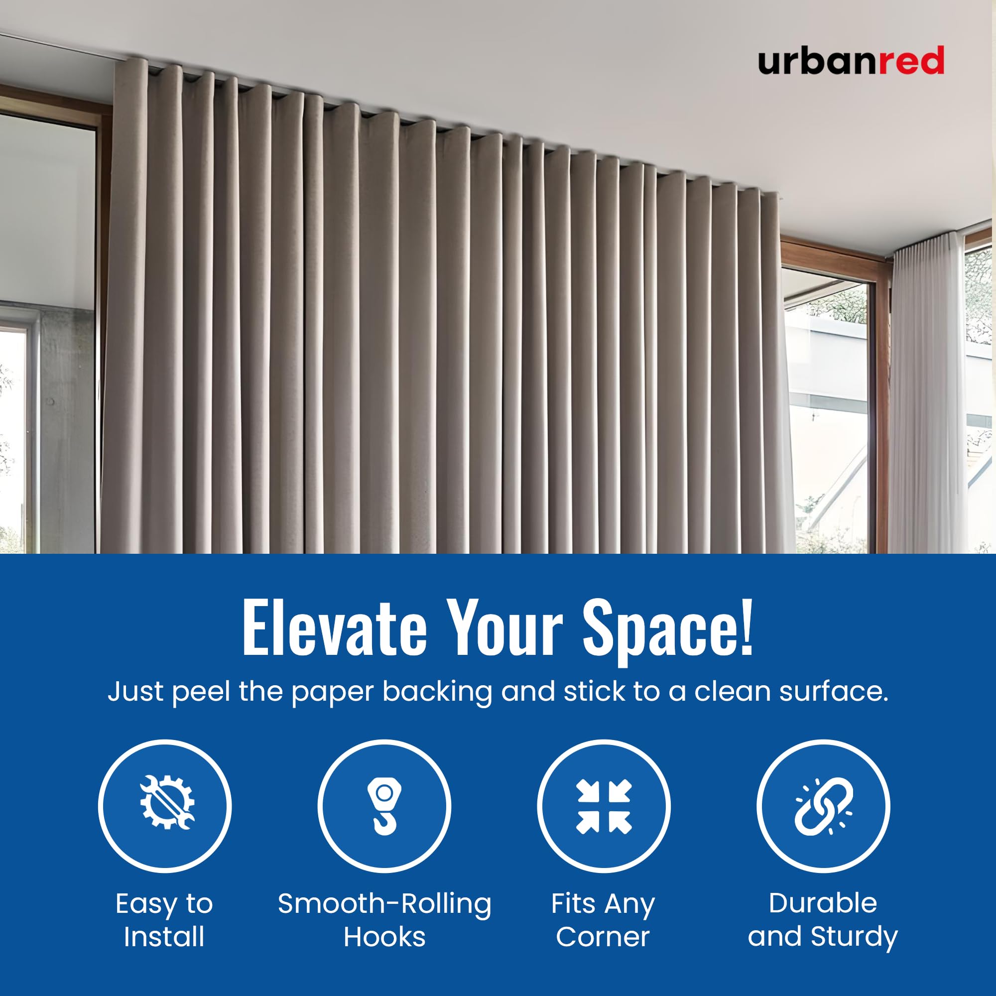 UrbanRed installed in a living room showing clean aesthetic and room-dividing benefit