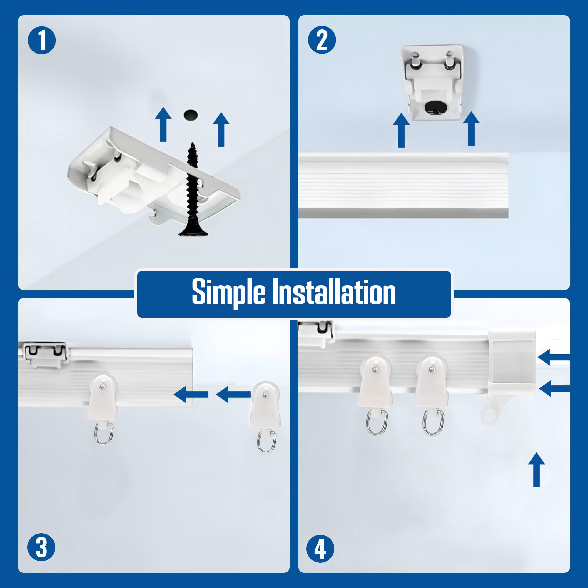 UrbanRed track rollers and iron hooks displayed for smooth curtain movement