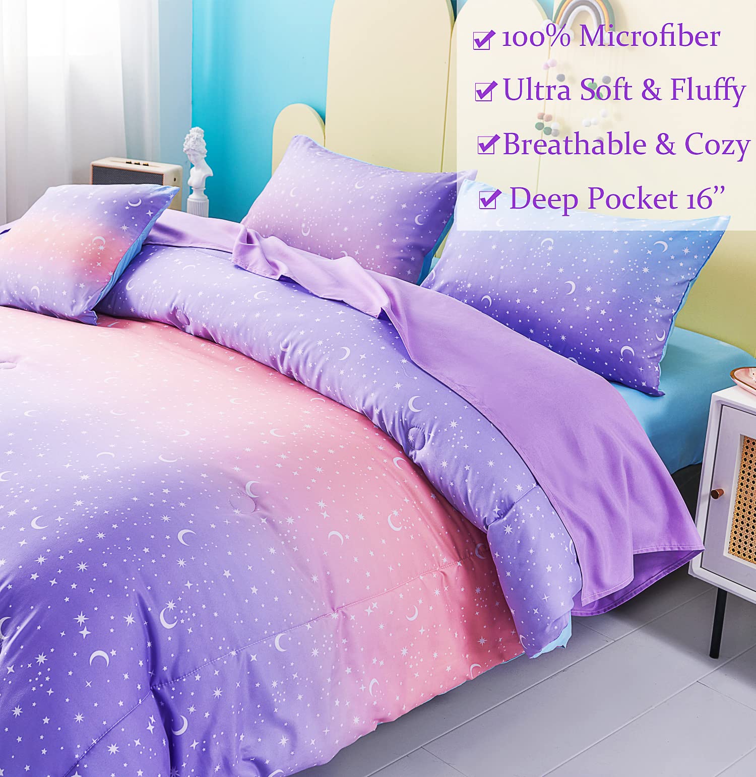 URBONUR close-up of star print texture highlighting soft microfiber and vibrant color
