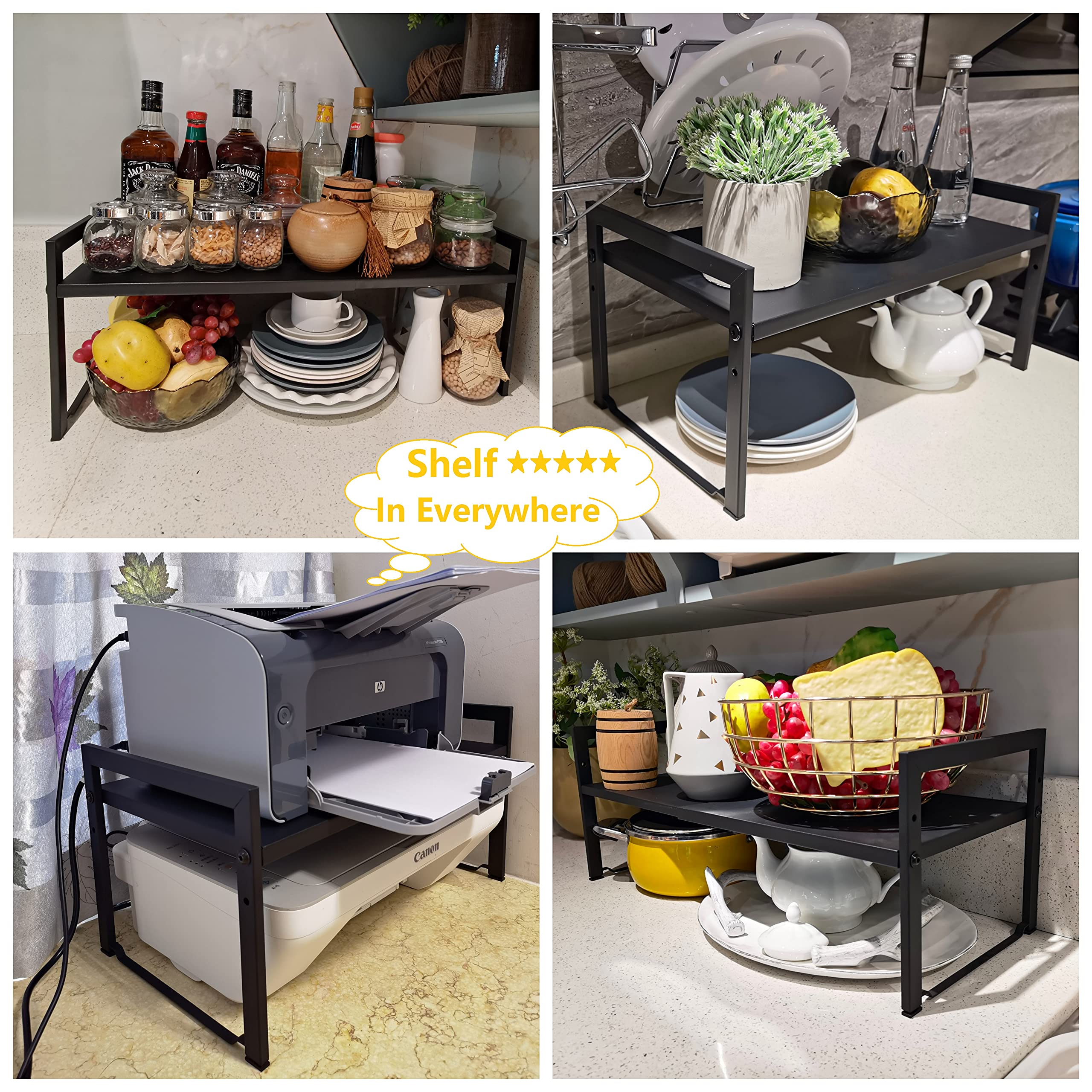Urhomey plus installed on a kitchen counter storing mugs and spices to maximize countertop space