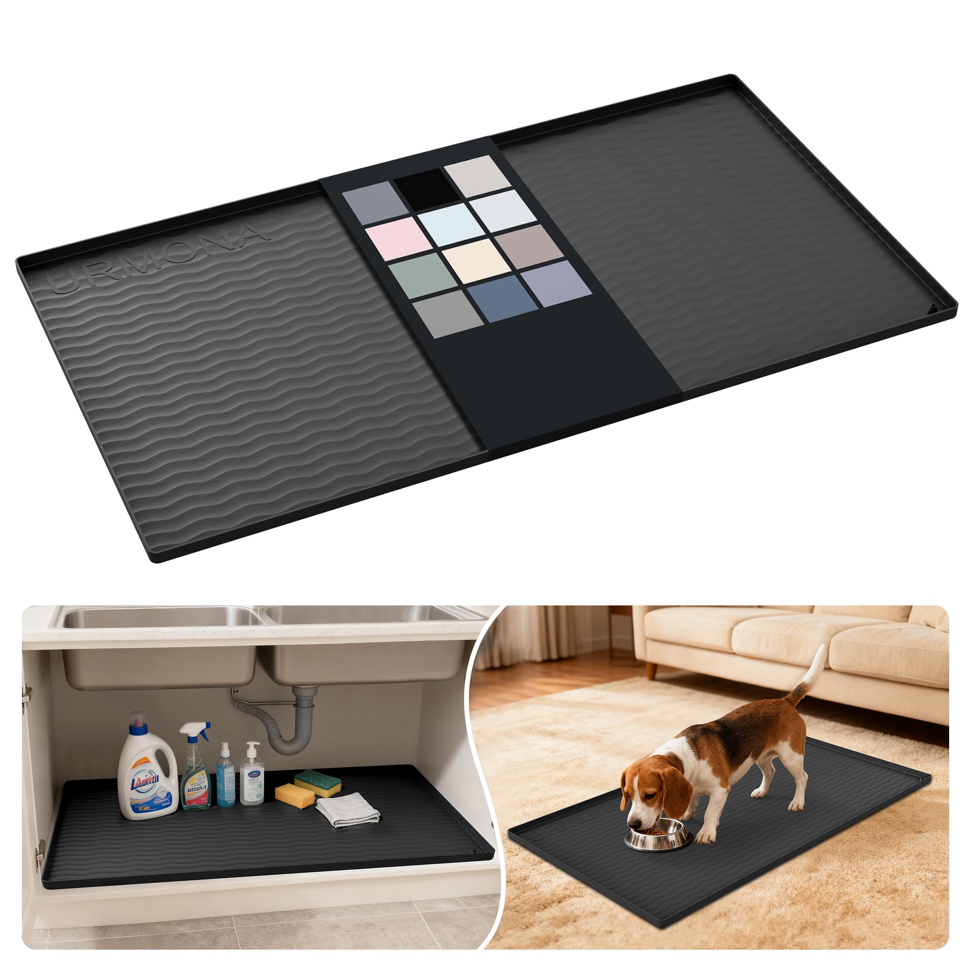 URMONA front view mat protecting cabinet floor and preventing water damage