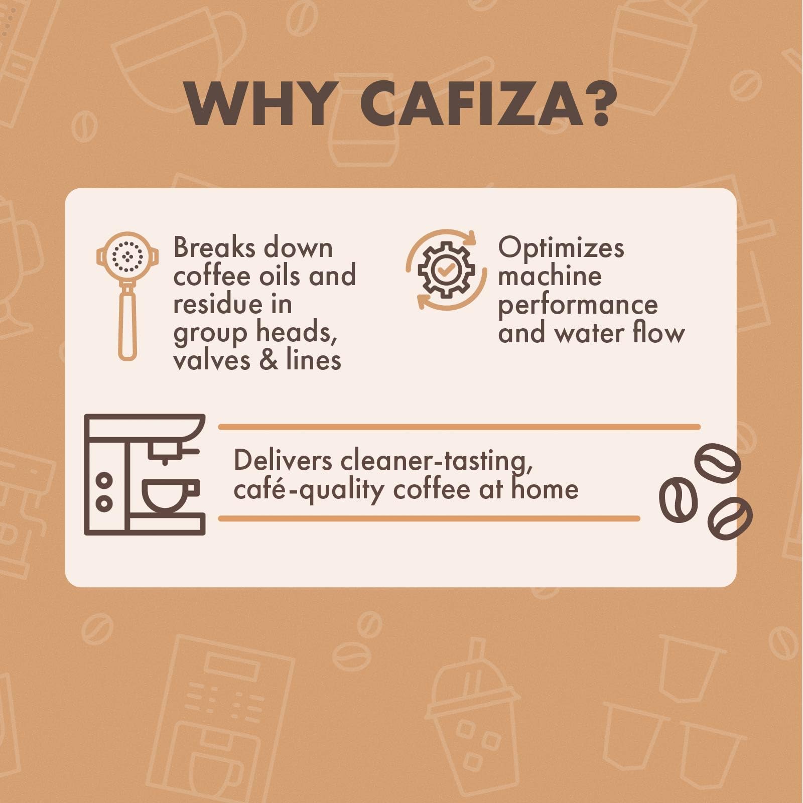 Close-up of Cafiza powder texture showing fast-dissolving granules benefit