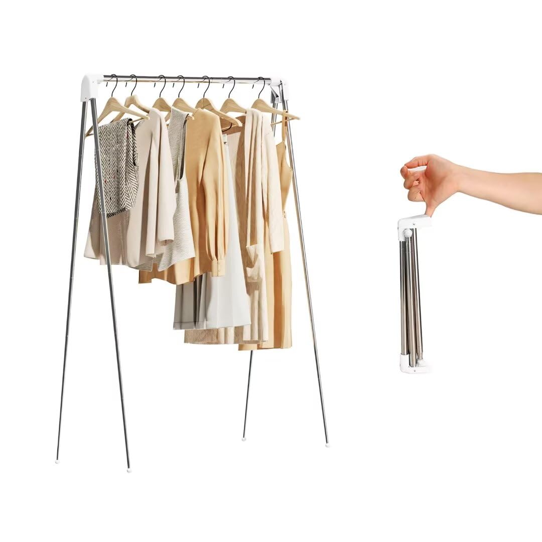 URZCT folded travel garment rack showing compact size for easy packing