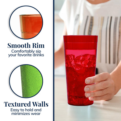 US Acrylic stacked tumblers demonstrating compact storage benefit