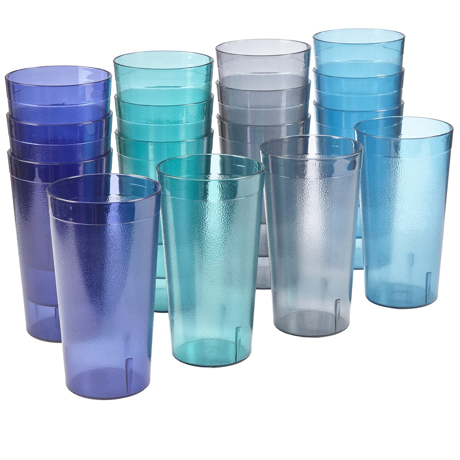 US Acrylic front view of 16-cup set showing coastal colors and value