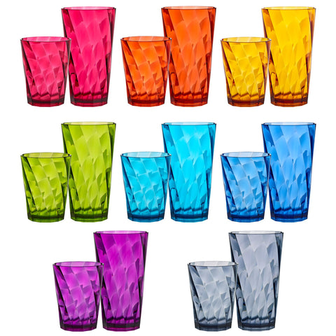 US Acrylic Optix front view of 16-piece jewel-tone set showing variety and durability
