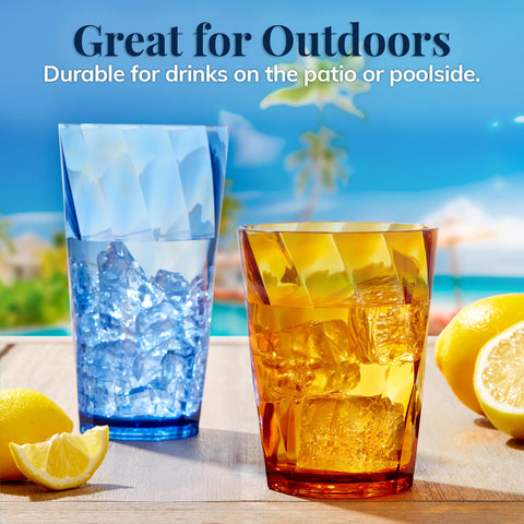 US Acrylic Optix poolside tumblers in use showing shatter-resistant outdoor benefit