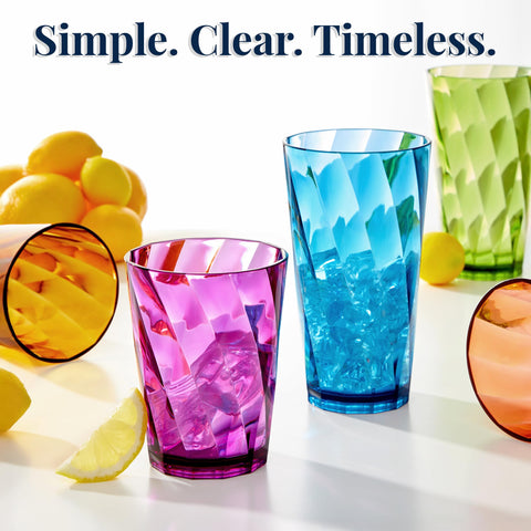 US Acrylic Optix stacked tumblers showing compact storage and space savings